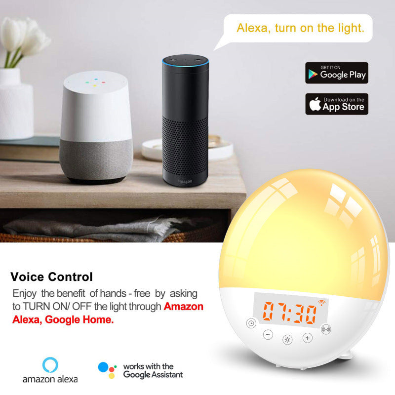 Sunrise Natural Wake-up Light, Smart Alarm, Wireless App Control Alarm , Voice Control Intelligent Alarm Clock.