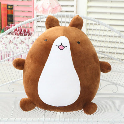 Brown plush toy with a white face on a white chair