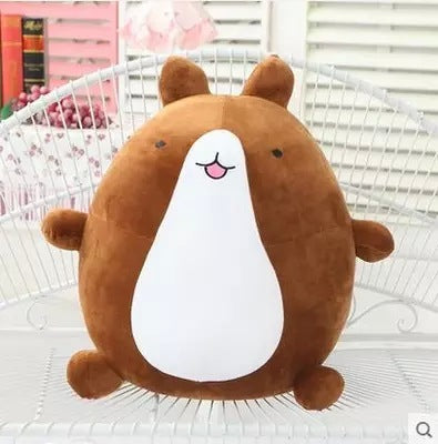 Plush toy with a cartoon face on a white background