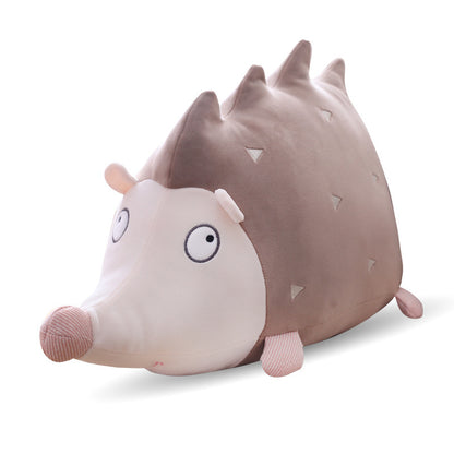 Hedgehog-shaped plush toy on a white background