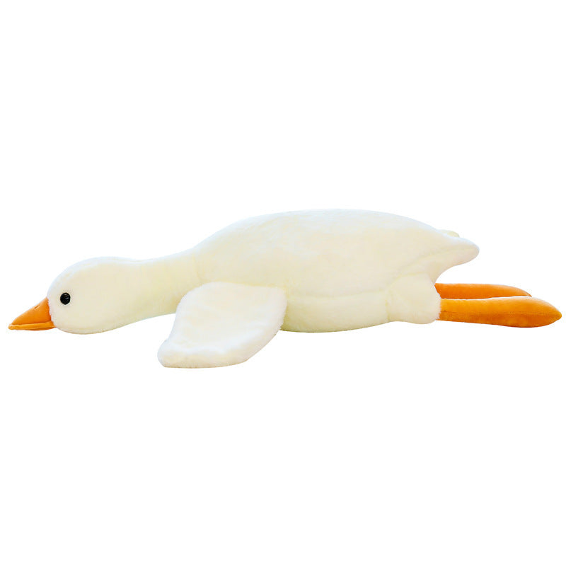Plush toy shaped like a duck on a white background, goose plush toy