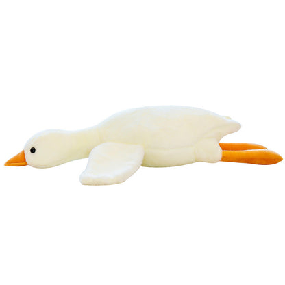 Plush toy shaped like a duck on a white background, goose plush toy